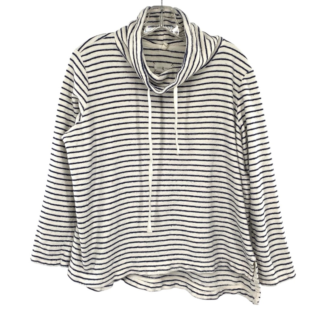 Lou & Grey Striped Cowlneck Pullover Sweatshirt